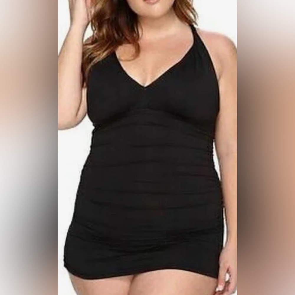 Lauren Ralph Lauren Plus Size Plunge Halter Mio One Piece Swimsuit Swim Dress 18
